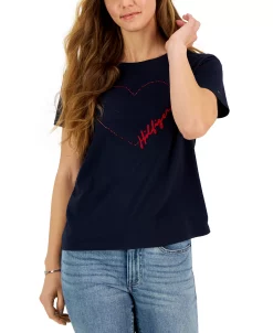 Tommy Hilfiger Women's Signature Heart-Graphic T-Shirt -Anne Klein Sales Store 23567874 fpx
