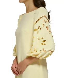 Vince Camuto Women's Signature Stretch Crepe Embroidered-Sleeve Shift Dress -Anne Klein Sales Store 23568296 fpx