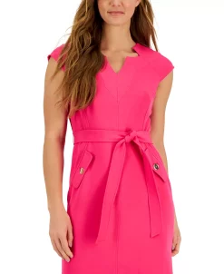 Kasper Women's Notched V-Neck Cap-Sleeve Belted Dress 8 Kasper Women's Notched V-Neck Cap-Sleeve Belted Dress -Anne Klein Sales Store 23578055 fpx