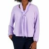 Kasper Women's Long Sleeve Bow Blouse, Regular And Petite Sizes