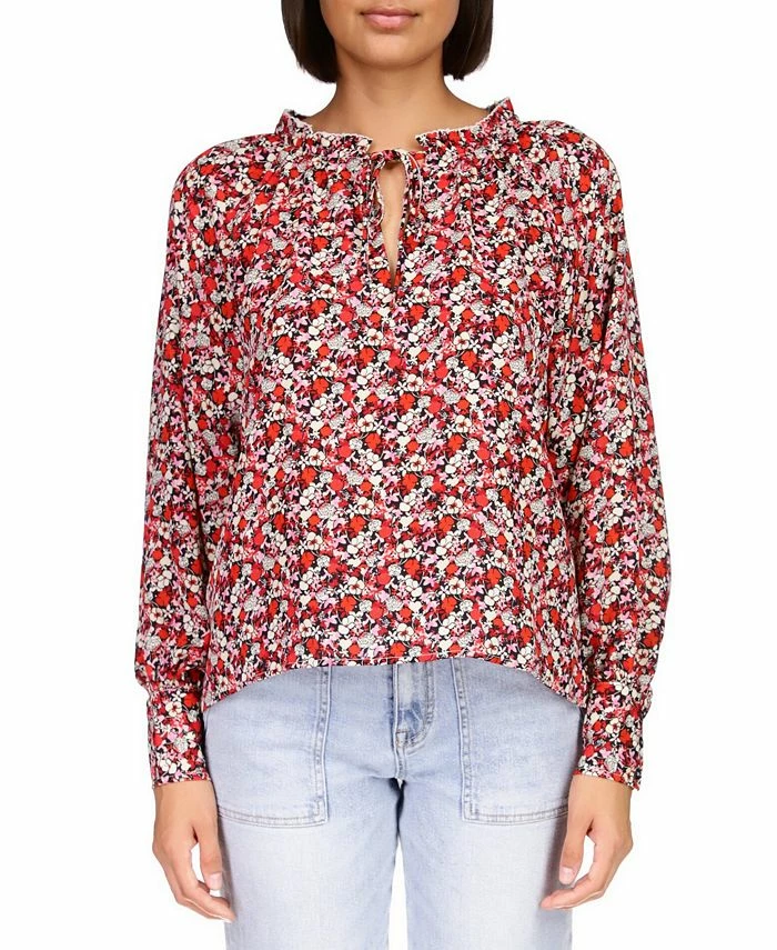 Sanctuary Women's Flower Power Long-Sleeve Tie-Neck Top 1 Sanctuary Women's Flower Power Long-Sleeve Tie-Neck Top