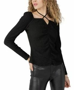 Sanctuary Women's Textured Long-Sleeve Keyhole Halter Top -Anne Klein Sales Store 23587120 fpx