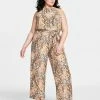 Bar III Plus Size Sleeveless Snake-Print Jumpsuit, Created For Macy's