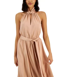 Anne Klein Women's Twist-Neck Halter Sleeveless Midi Dress 9 Anne Klein Women's Twist-Neck Halter Sleeveless Midi Dress -Anne Klein Sales Store 23587743 fpx