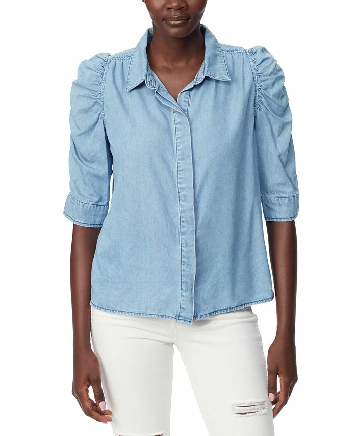 Sam Edelman Women's Puffed-Sleeve Button-Up Shirt 1 Sam Edelman Women's Puffed-Sleeve Button-Up Shirt