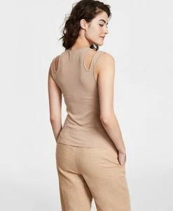Bar III Women's Cutout Ribbed Tank Top, Created For Macy's -Anne Klein Sales Store 23622271 fpx