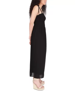 Black Tape Women's Tied-Strap Smocked Maxi Dress 9 Black Tape Women's Tied-Strap Smocked Maxi Dress -Anne Klein Sales Store 23625385 fpx