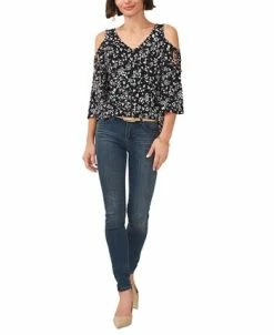 Vince Camuto Women's Printed V-Neck Cold Shoulder Blouse -Anne Klein Sales Store 23626124 fpx