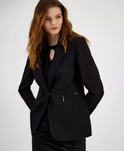 Bar III Women's Snap-Button Zip-Pocket Blazer, Created For Macy's -Anne Klein Sales Store 23628648 fpx