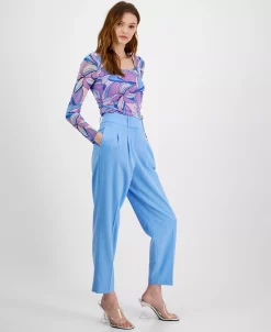 Bar III Women's Bi-Stretch Pleated Straight-Leg Ankle Pants, Created For Macy's -Anne Klein Sales Store 23628654 fpx