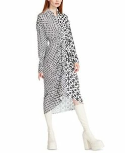 Steve Madden Women's Sula Mixed-Print Tie-Front Satin Midi Shirtdress -Anne Klein Sales Store 23642077 fpx