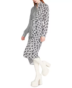 Steve Madden Women's Sula Mixed-Print Tie-Front Satin Midi Shirtdress -Anne Klein Sales Store 23642078 fpx