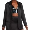 Steve Madden Women's Smooth Talk Satin Boyfriend Blazer