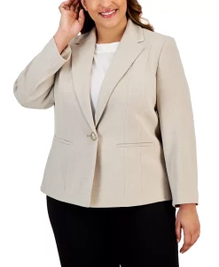 Kasper Plus Size Notch-Lapel Button-Front Long-Sleeve Blazer -Anne Klein Sales Store 23649710 fpx