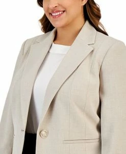 Kasper Plus Size Notch-Lapel Button-Front Long-Sleeve Blazer -Anne Klein Sales Store 23649711 fpx