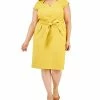 Kasper Plus Size Cap-Sleeve Tie-Waist Zip-Back Dress