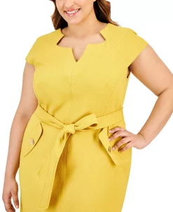 Kasper Plus Size Cap-Sleeve Tie-Waist Zip-Back Dress -Anne Klein Sales Store 23649764 fpx