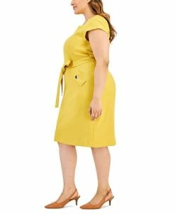Kasper Plus Size Cap-Sleeve Tie-Waist Zip-Back Dress -Anne Klein Sales Store 23649765 fpx
