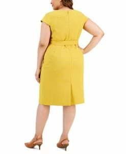 Kasper Plus Size Cap-Sleeve Tie-Waist Zip-Back Dress -Anne Klein Sales Store 23649766 fpx