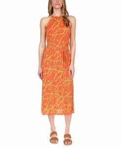 Michael Kors Women's Chain-Print Chain Midi Dress