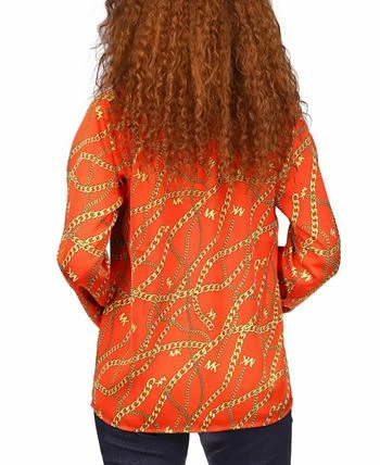 Michael Kors Women's Logo-Print Chain Split-Neck Top, Regular & Petite 2 Michael Kors Women's Logo-Print Chain Split-Neck Top, Regular & Petite - Image 2