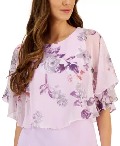 Connected Women's Chiffon-Cape-Overlay Sheath Dress -Anne Klein Sales Store 23656163 fpx