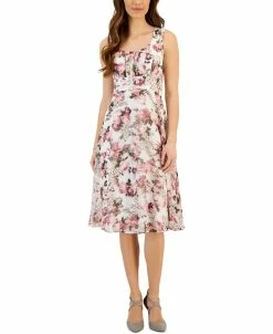 Connected Women's Printed Round-Neck Sleeveless Dress