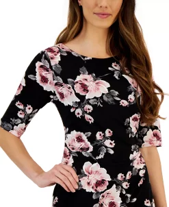 Connected Women's Floral-Print Elbow-Sleeve Sheath Dress -Anne Klein Sales Store 23656197 fpx