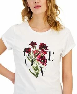 INC International Concepts Women's Love Rolled-Cuff Graphic T-Shirt, Created For Macy's -Anne Klein Sales Store 23656716 fpx