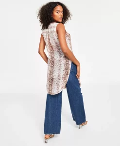 Bar III Women's Snakeskin-Print Sleeveless Tunic Top, Created For Macy's -Anne Klein Sales Store 23672575 fpx
