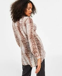 Bar III Women's Snakeskin-Print Tie-Front Top, Created For Macy's -Anne Klein Sales Store 23672583 fpx