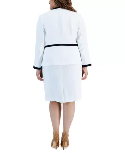 Kasper Plus Size Stretch Contrast Frame Cardigan & Stretch Contrast Frame Dress -Anne Klein Sales Store 23676318 fpx