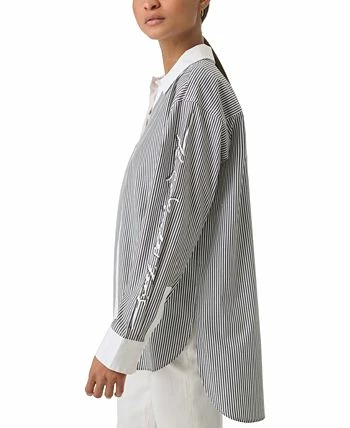 Karl Lagerfeld Paris Women's Contrast-Trim Signature Blouse 3 Karl Lagerfeld Paris Women's Contrast-Trim Signature Blouse - Image 3