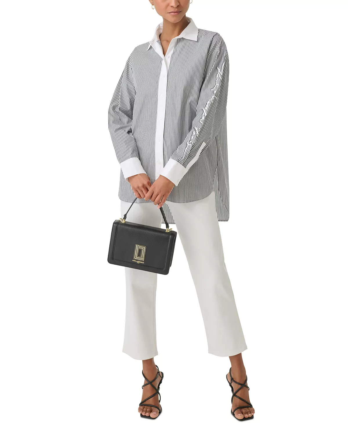 Karl Lagerfeld Paris Women's Contrast-Trim Signature Blouse 4 Karl Lagerfeld Paris Women's Contrast-Trim Signature Blouse - Image 4