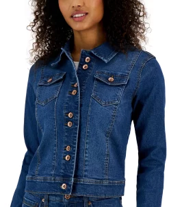Anne Klein Women's Denim Double-Button Trucker Jacket -Anne Klein Sales Store 23676945 fpx