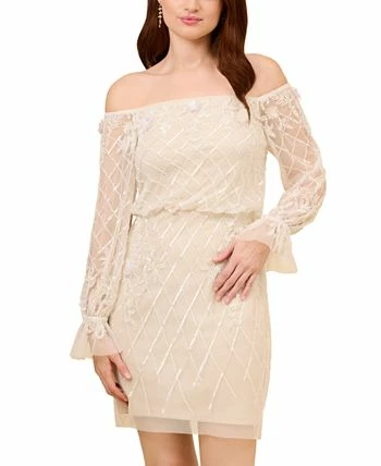 Adrianna Papell Women's Off-The-Shoulder Embellished Sheath Dress 3 Adrianna Papell Women's Off-The-Shoulder Embellished Sheath Dress - Image 3