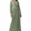 Adrianna Papell Women's Metallic Crinkled Draped Gown