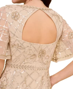 Adrianna Papell Women's Beaded Flutter-Sleeve Godet Gown 6 Adrianna Papell Women's Beaded Flutter-Sleeve Godet Gown -Anne Klein Sales Store 23685124 fpx