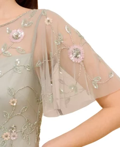 Adrianna Papell Women's Beaded Flutter-Sleeve Gown 6 Adrianna Papell Women's Beaded Flutter-Sleeve Gown -Anne Klein Sales Store 23685220 fpx