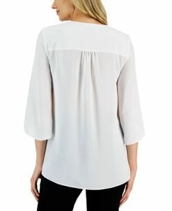 Kasper Women's Flutter-Sleeve Asymmetrical-Hem V-Neck Blouse -Anne Klein Sales Store 23703439 fpx