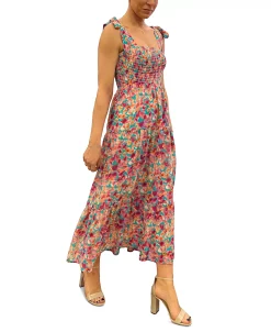 Sam Edelman Ocked Tiered Printed A-Line Dress 6 Sam Edelman Ocked Tiered Printed A-Line Dress -Anne Klein Sales Store 23706448 fpx