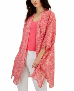 Anne Klein Women's Printed Sheer Oversized Cardigan Top