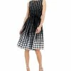 Anne Klein Women's Cotton Dot-Print Fit & Flare Belted Dress