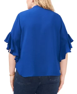 Vince Camuto Plus Size Ruffle Sleeve Henley Blouse 26 Vince Camuto Plus Size Ruffle Sleeve Henley Blouse -Anne Klein Sales Store 23732304 fpx