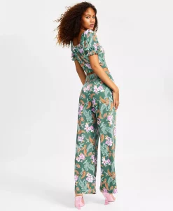 Bar III Women's Floral-Print Wide-Leg Pull-On Pants, Created For Macy's -Anne Klein Sales Store 23732544 fpx