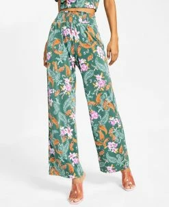 Bar III Women's Floral-Print Wide-Leg Pull-On Pants, Created For Macy's