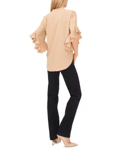 Vince Camuto Women's Ruffle Sleeve Henley Blouse -Anne Klein Sales Store 23735390 fpx