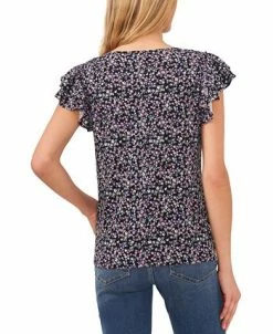 CeCe Women's Floral-Print Double-Ruffle Sleeve Top -Anne Klein Sales Store 23747785 fpx