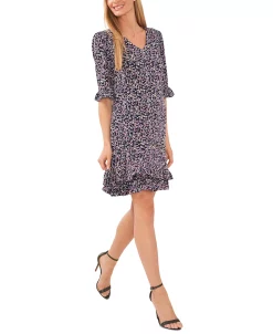 CeCe Women's Floral-Print Ruffled 3/4-Sleeve Dress 6 CeCe Women's Floral-Print Ruffled 3/4-Sleeve Dress -Anne Klein Sales Store 23747805 fpx