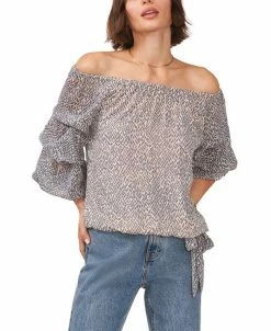 Vince Camuto Women's Off The Shoulder Bubble Sleeve Blouse With Tie